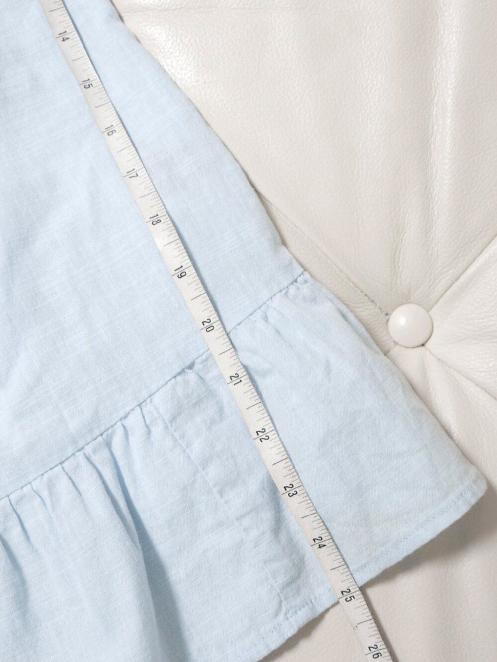 SHEIN Blue Cotton Peasant Style Babydoll Dress w/ Open Bowtie Back & Puff Sleeve - Picture 9 of 9